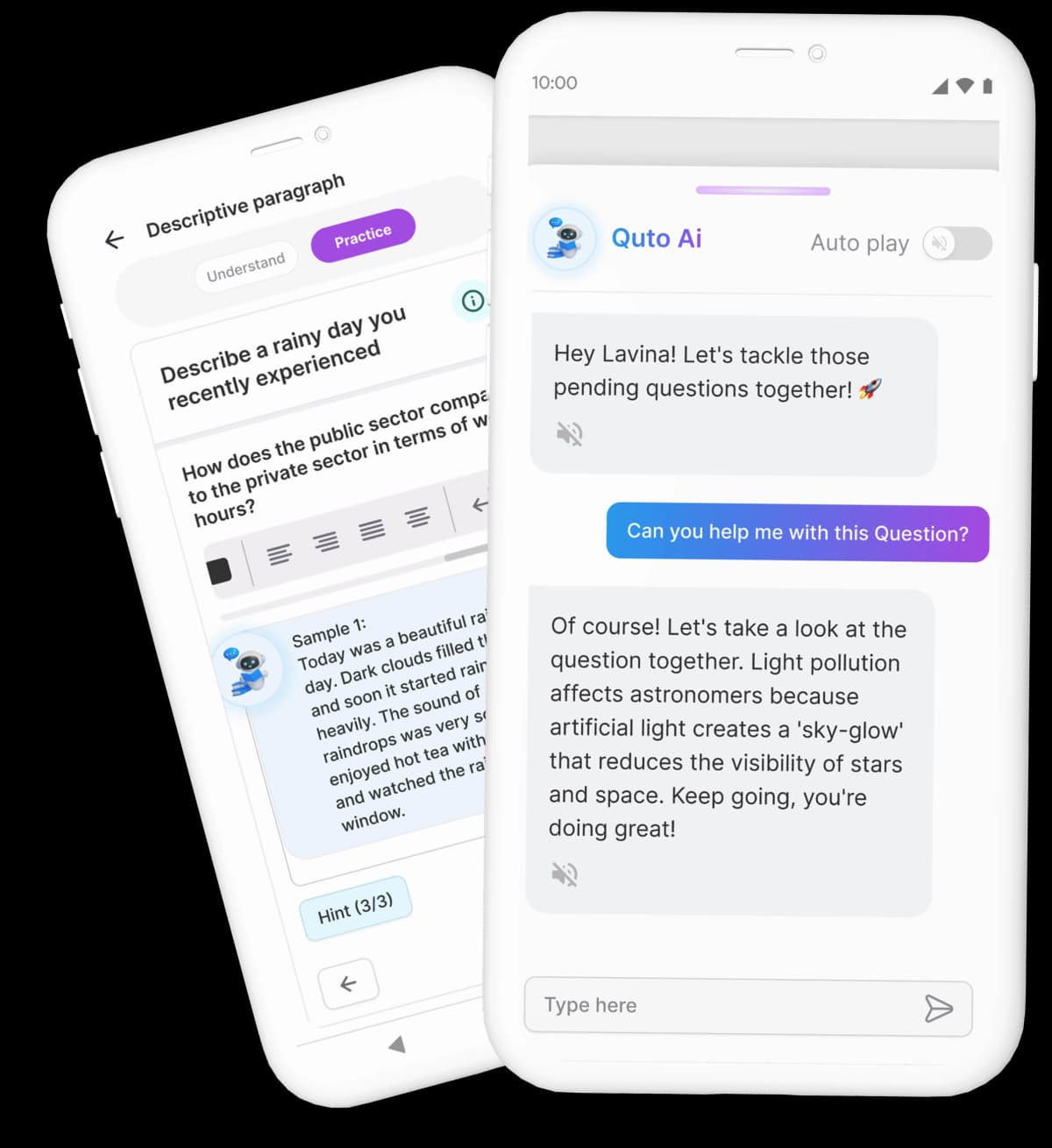 Quto mobile app interface